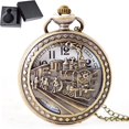 thumbnail image 1 of Reloj de bolsillo de cuarzo vintage CHAO steampunk con cadena locomotora, 1 of 5