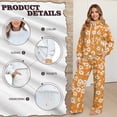 thumbnail image 4 of Renewold Womens Lounge Sets Petite 2 Piece Outfits Women's Activewear Mock Neck Pullover Drawstring High Waisted Sweatpants Lightweight Jogger Set, Pastoral Floral Print Orange, XS, 4 of 7
