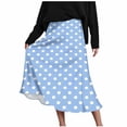 thumbnail image 3 of ClodeEU Women's Polka Dot Print Side Zipper Skirt ,Casual Summer Midi Skirt Sky Blue,Womens Plus L, 3 of 8