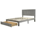 thumbnail image 4 of Hommoo Modern Velvet Upholstered Bed, Queen Size Storage Bed with a Big Drawer, Wooden Platform Bed Frame, Gray, 4 of 9