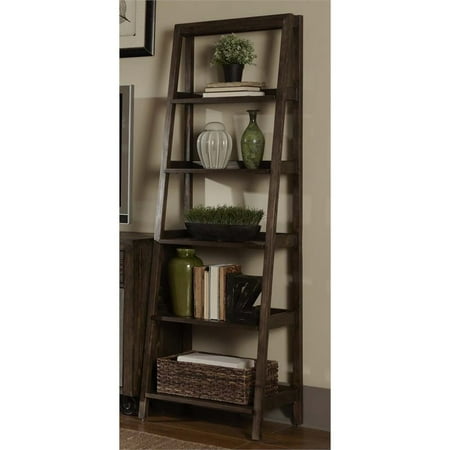 Bowery Hill 5 Shelf Leaning Bookcase In Rustic Brown Walmart Canada