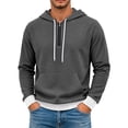 thumbnail image 4 of Seffadzy Men's Waffle Knit Hooded Quarter Zip Pullover Sweatshirt with Pockets Drawstring Long Sleeve Solid Color Casual Top Dark Blue XL, 4 of 6