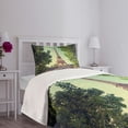 thumbnail image 5 of Ambesonne Paris Quilted Bedspread Set 2 Pcs, Eiffel Tower Seine River, Twin Size, Almond Green Pale Brown, 5 of 6