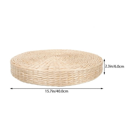 WEUVEB Yoga Meditation Cushion Light Yellow Round Woven Pad and Smooth Surface for Home