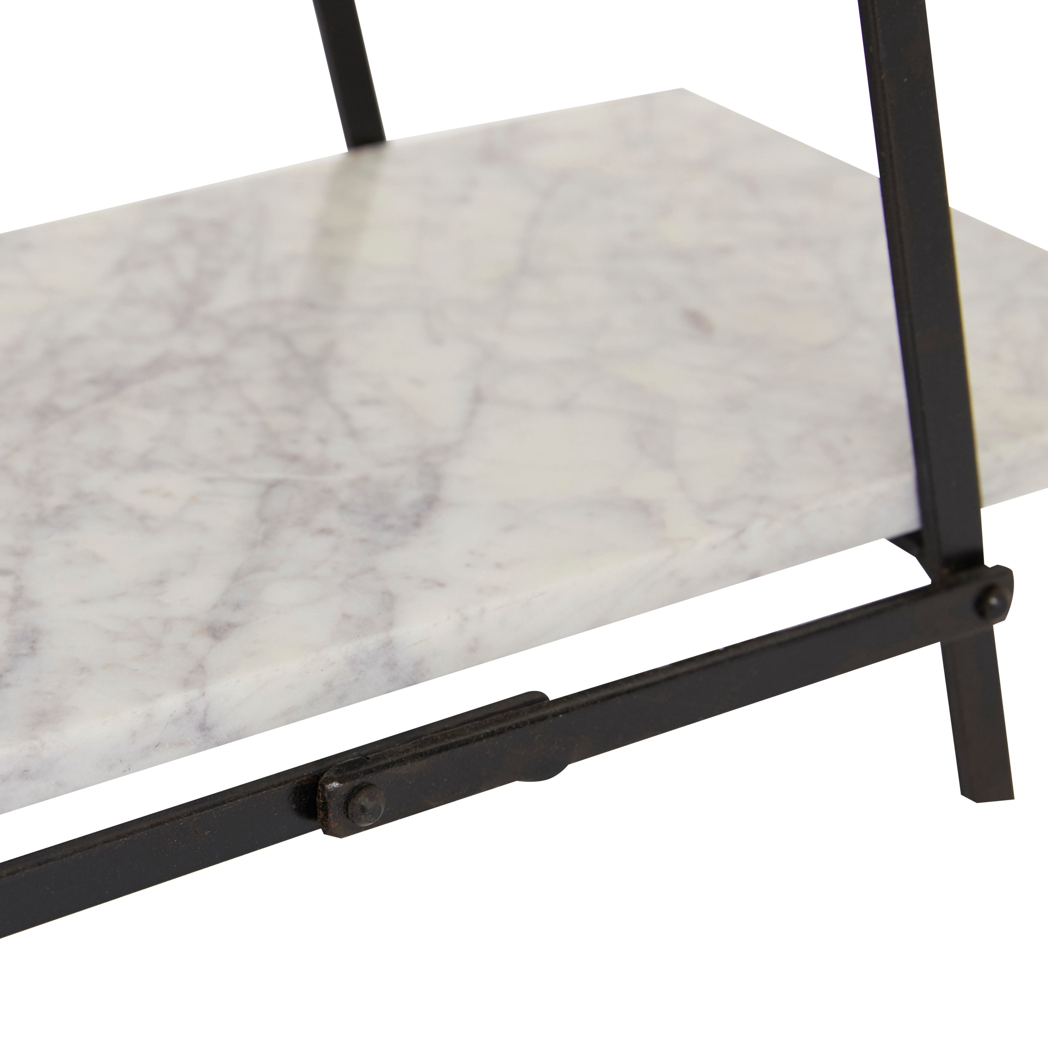 DecMode 20" x 23" White Marble 3 Tiered Server, 1-Piece