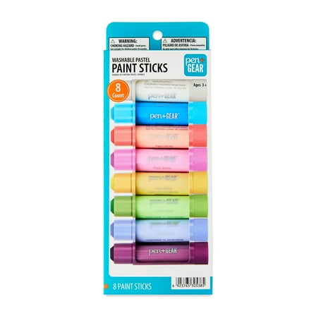 Pen+Gear 8 Paint Sticks For Kids, 8 Colors, Washable, Non-Toxic