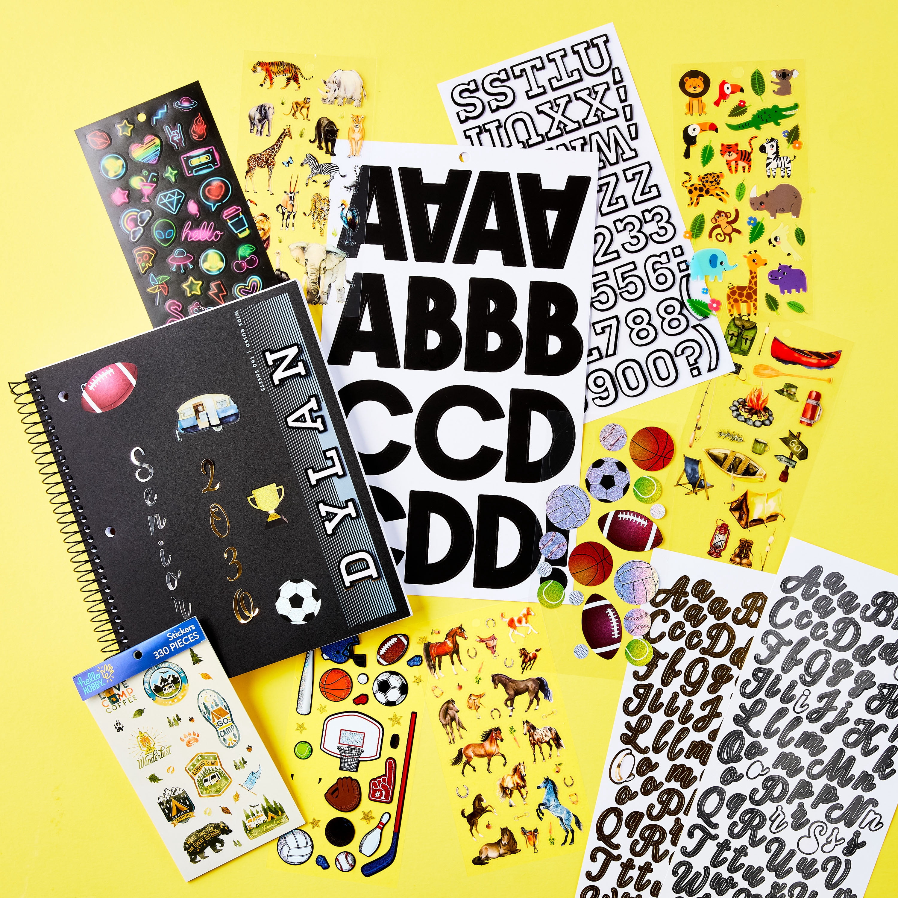 Hello Hobby Black & White Alphabet Stickers, 91 Count
