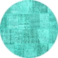 thumbnail image 1 of Ahgly Company Indoor Round Patchwork Turquoise Blue Transitional Area Rugs, 5' Round, 1 of 4