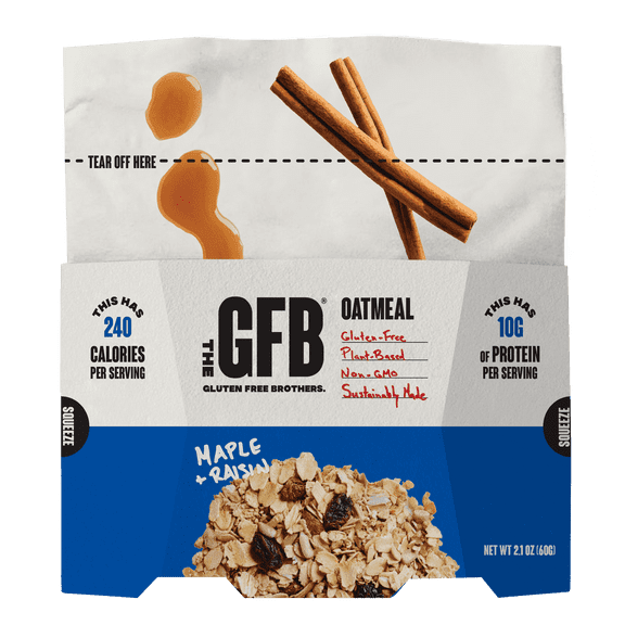 The Gluten Free Brothers Protein Oatmeal Cups Maple Raisin Vegan 6 Count 2 oz