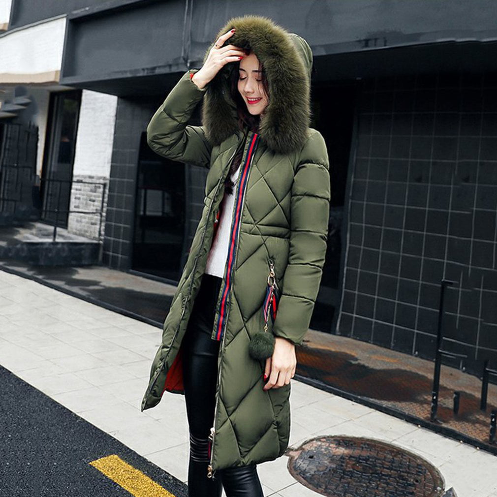 Korean Style Women Winter Coat Fashion All-match Hooded Down Fur Collar ...