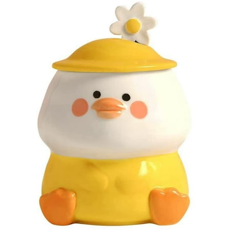 

Yellow Funny Duck Cup 3D Cute Mug Ceramic Coffee Mug with Spoon and Lid Kawaii Mug Animal Cup for Milk Tea Cappuccino Mug for Women Girls Cute Birthday Christmas Gifts