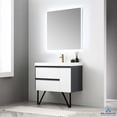 thumbnail image 4 of Berlin 36" Freestanding Bathroom Vanity with Sink & Mirror- Glossy White & Glossy Grey, 4 of 6