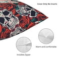 thumbnail image 5 of YFYANG Square Decorative Throw Pillow Case (Without Pillow Insert), Vintage Rose Skull Pattern Bedroom Sofa Car Cushion Cover, 24"x24", 5 of 9