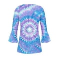 thumbnail image 5 of CYMMPU Loose Fit Button V Neck Flare Sleeve 3/4 Sleeve Tie Dye Blouses for Women Dressy Casual T-Shirts Fall Fashion Shirts Spring Tops Empire Waist A Line T-Shirts S, 5 of 5