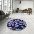 thumbnail image 4 of Ahgly Company Machine Washable Indoor Round Transitional Night Blue Area Rugs, 4' Round, 4 of 7