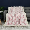 thumbnail image 2 of PiccoCasa Flannel Fleece Throw Blanket Jacquard Snowflake Decorative Blanket, Pink 50"x60", 2 of 6
