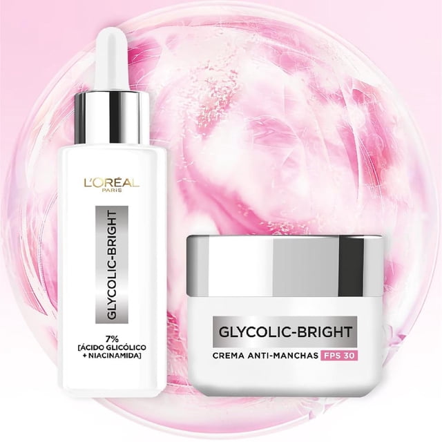 Kit Duo Anti-manchas L'Oréal Paris Glycolic Bright con Ácido Glicólico y Niacinamida