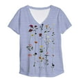 thumbnail image 4 of USSUMA Plus Womens Tops Dressy Casual Women's Short Sleeve Tunic Top V Neck Floral Print Shirt Oversized Summer Casual Blouse, 4 of 5