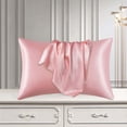 thumbnail image 4 of Pink Satin Pillowcase Set Of 2 Standard Size 50X75Cm Soft Smooth Pillow Cover For Hair Skin Care Envelope Closure Polyester Pillow Case Hypoallergenic Bedding Accessories 19.69X29.53 Inche, 4 of 9