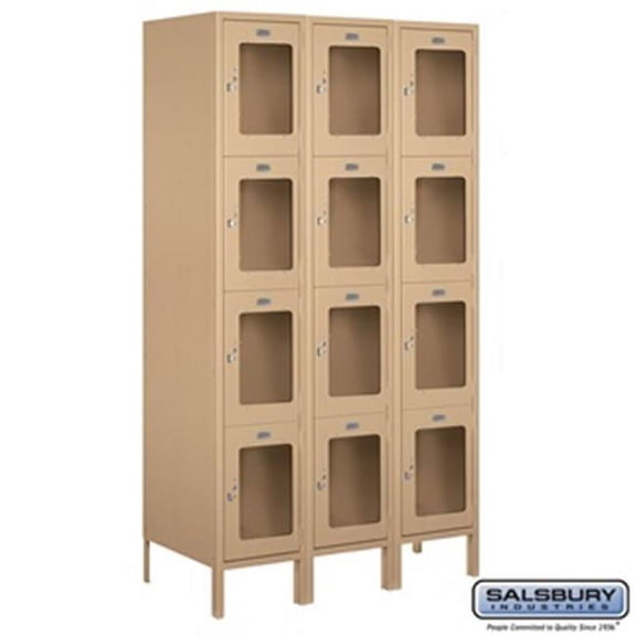 Salsbury S-54368TN-U 3 x 6 x 18 in. Four Tier Extra Wide See Through Metal Locker, Tan - Unassembled