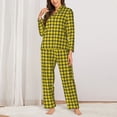 thumbnail image 2 of Balery Yellow Checkered Plaid Conjunto de Pijama con Estampado para Mujer, Conjunto de Dos Piezas con Manga Larga, Ropa de Dormir Suave con Bolsillos, Pijamas Cómodos-Large, 2 of 7