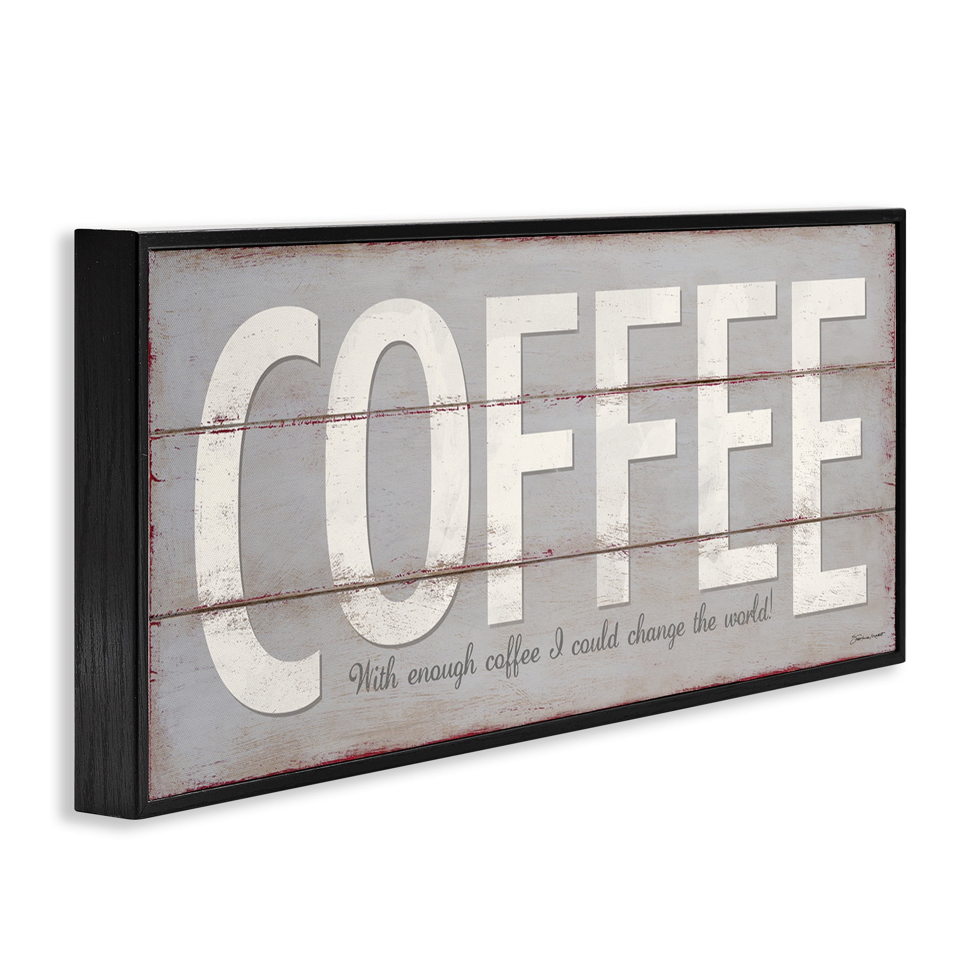 Stupell Industries Sassy Coffee Change The World Food & Beverage Painting Black Framed Art Print Wall Art, 30 x 13