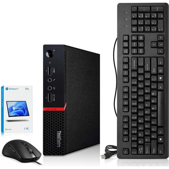 Restored Lenovo ThinkCentre M715 Tiny Computer — AMD A12-9800E — 128GB SSD — 16GB DDR4 RAM — Keyboard & Mouse — Wi-Fi — Desktop PC — Windows 11