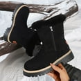 thumbnail image 2 of Lovzfmll Winter Boots for Women, Mid Calf Snow Boots Faux Fur Lined Letters, Low Heel Round Toe Booties Winter Warm Casual Black Boots, 2 of 9