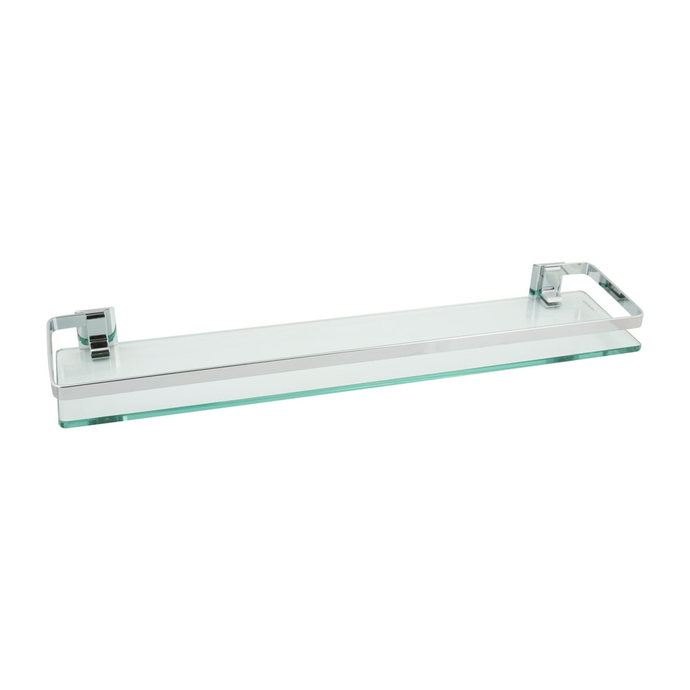 Neu Home Wall Mounted Glass Shelf with Chrome Rail
