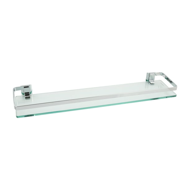 Neu Home Wall Mounted Glass Shelf With, Glass Bathroom Shelf With Rail