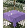 thumbnail image 3 of Square Outdoor Tablecloth with Umbrella Hole Lavender Burlap Texture Outside Table Cloth Waterproof Patio Table Cover Farmhouse Vintage Lavender Zipper Tablecloths for Picnic Party Camping 60x60 Inch, 3 of 8
