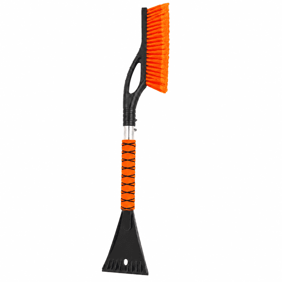 27-Inch Aluminum Snow Brush and Ice Scraper for Windshield, Lightweight Snow Removal Tool with Foam Handle and Non-Scratch Bristles, Portable and Detachable Design for Vehicles