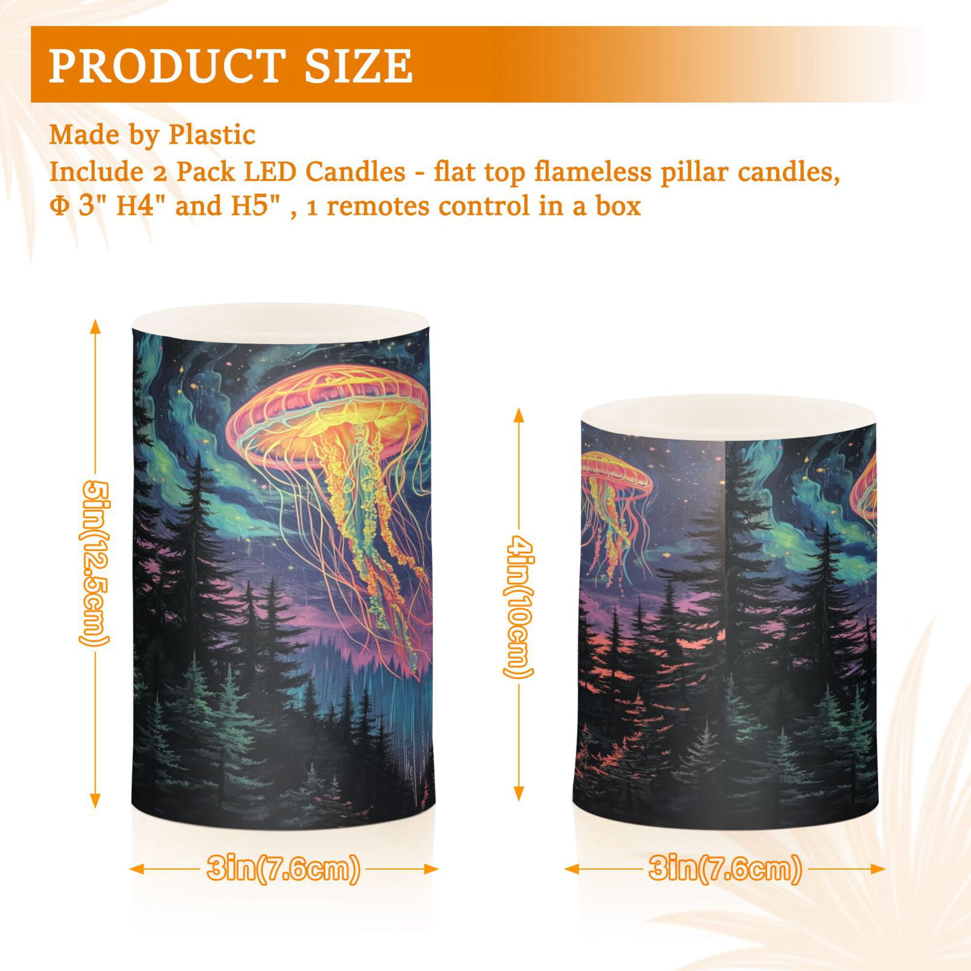 Yayeee Flameless Candles with Remote Flickering Battery Operated Multi Color Changing, Psychedelic Jellyfish