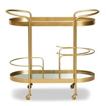 Bowery Hill Gold Finished Metal and Glass 2-Tier Mobile Wine Bar Cart