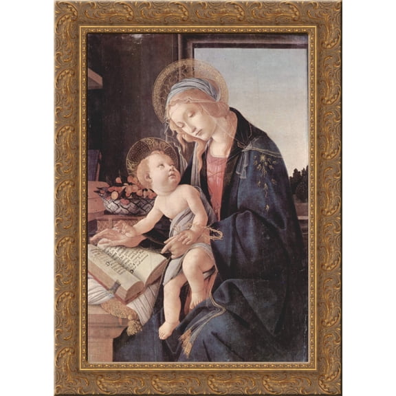 Madonna of the Book 24x18 Gold Ornate Wood Framed Canvas Art by Sandro Botticelli