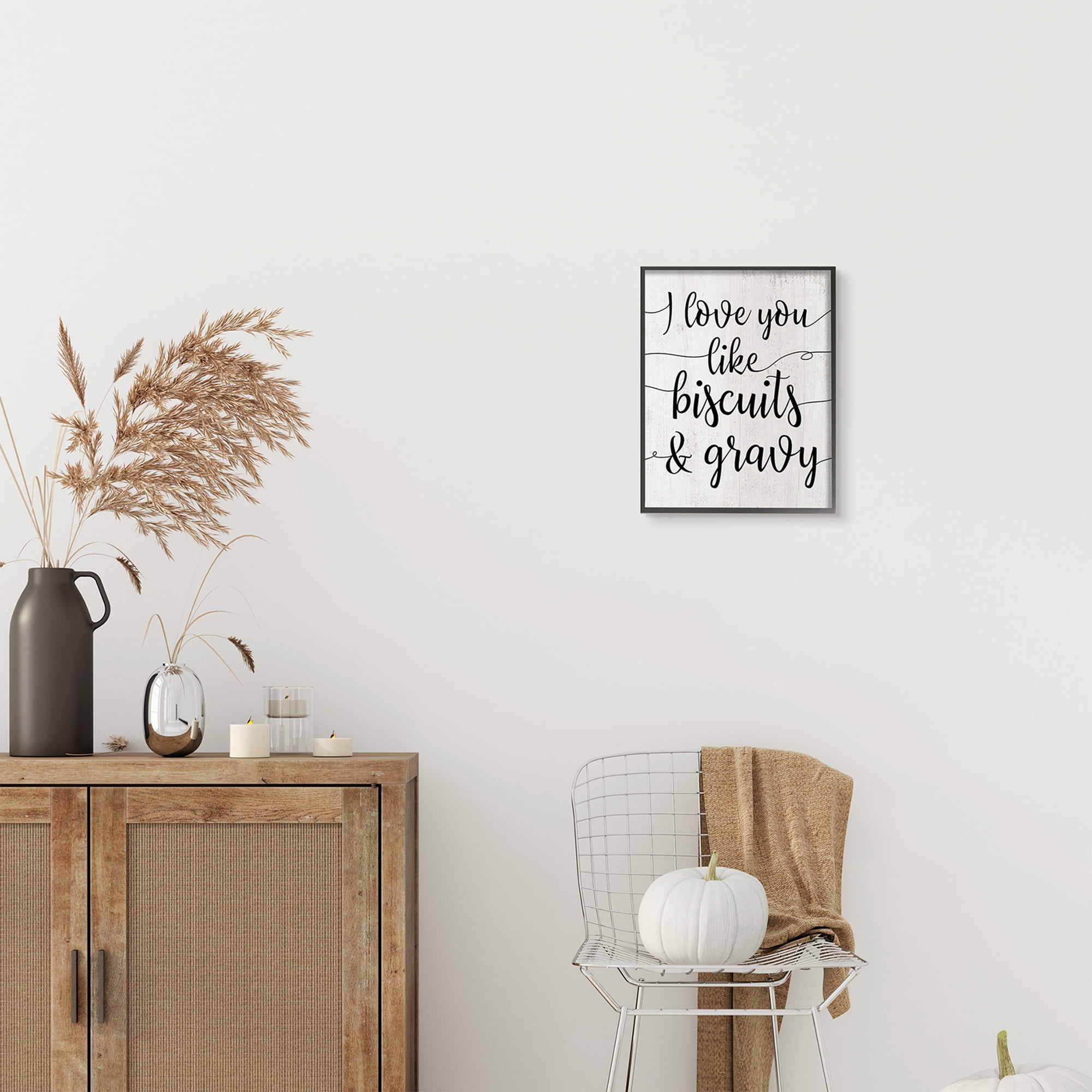 Stupell Industries Love You Like Biscuits & Gravy Romantic Sentiment Food & Beverage Painting Black Framed Art Print Wall Art, 11 x 14