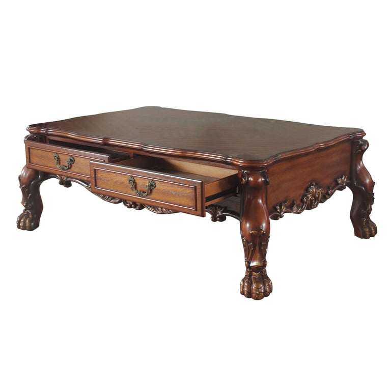 ACME Dresden Solid Wood 2-Drawer Coffee Table for Living Room in