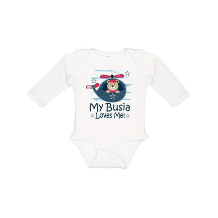 

Inktastic My Busia Loves Me Grandson Boys Long Sleeve Baby Bodysuit