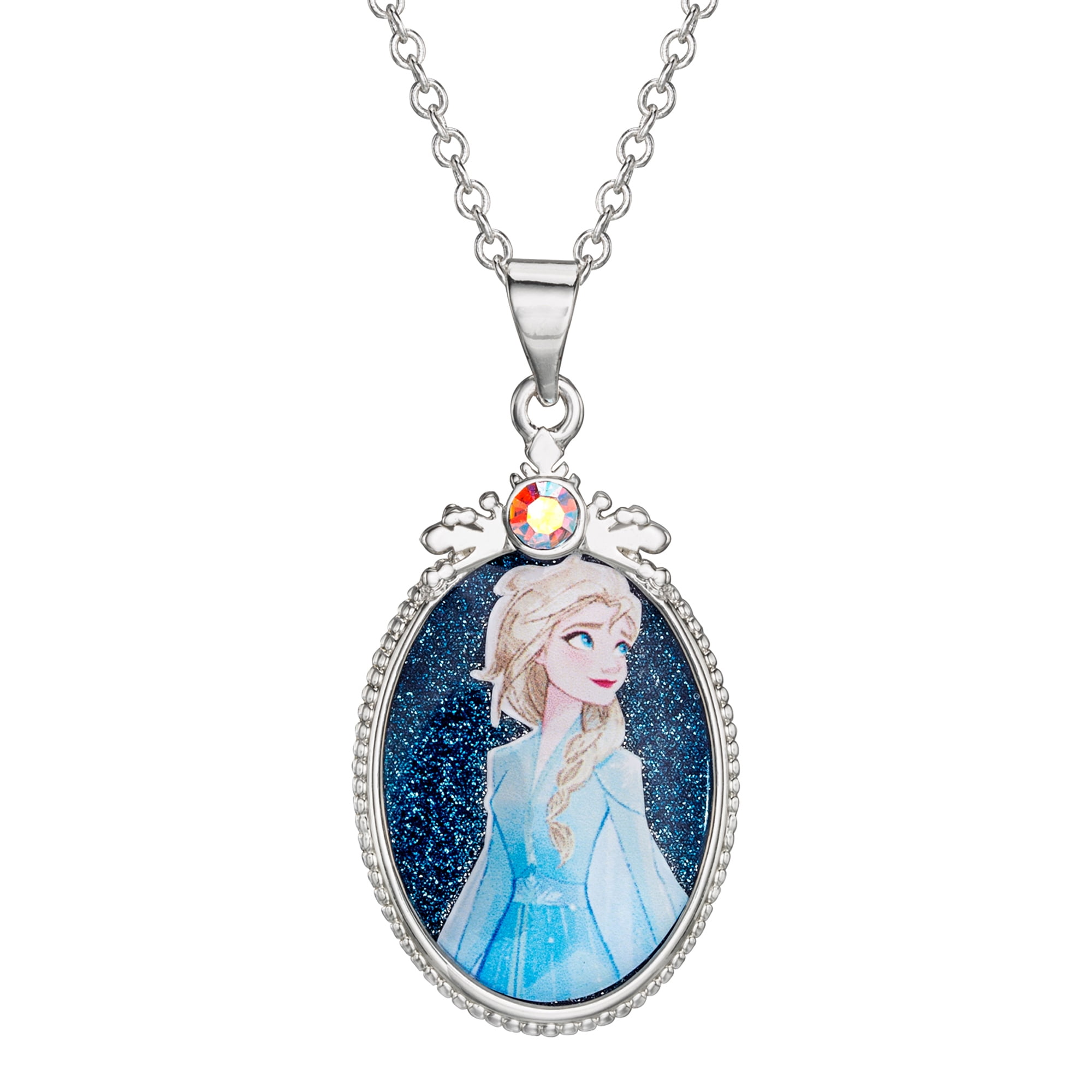 Disney Frozen Girls' Crystal Sterling Silver Elsa Pendant Necklace, 15 ...