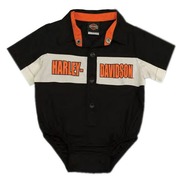 HarleyDavidson HarleyDavidson Baby Boys' Short Sleeve Woven Shop Shirt Infant Creeper