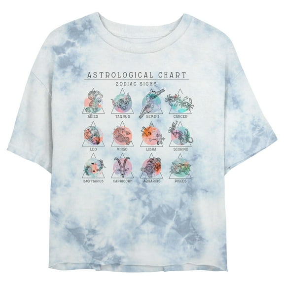 Junior's Lost Gods Astrological Chart Pyramid Crop Graphic Tee White/Blue Small