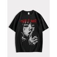 thumbnail image 1 of Camiseta con gráfico gótico "Keep it Quiet" para hombre: camiseta informal de algodón de manga corta con letras rojas llamativas, cuello redondo, ropa urbana para primavera/otoño., 1 of 5
