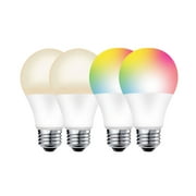 Jetstream Smart Home Bulb Kit: 2 Pack White Smart Bulb + 2 Pack Color Smart Bulb (Works with Google Assistant and Alexa)