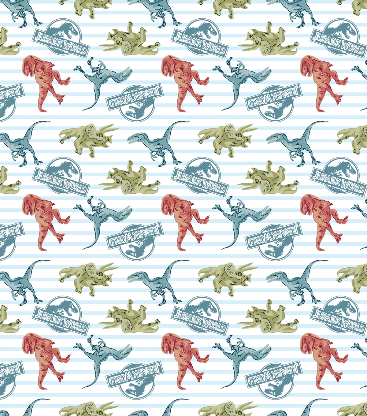 (2 pack) Springs Creative 18" x 21" Cotton Jurassic World Dino Stripe Precut Sewing & Craft Fabric, Multi-color