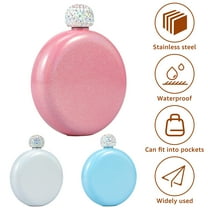 Booze Shot Flask for Women - AB Crystal Lid Creative 304 Stainless Steel Wine Alcohol Liquor Flask for Women Girls Men Party Hand size Flask-5OZ