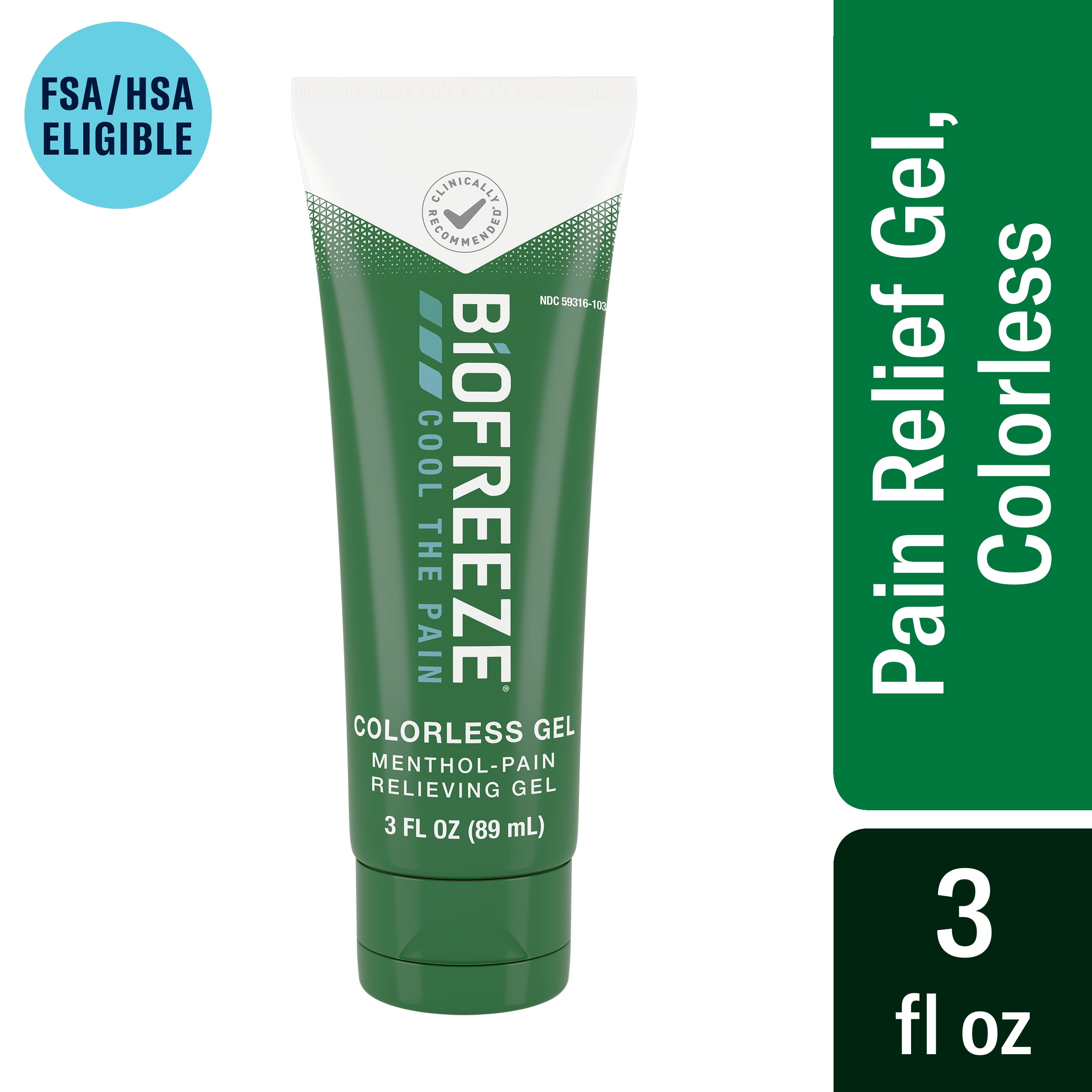 Biofreeze Menthol Pain Relieving Gel Colorless Gel 3 FL OZ Tube For Pain Relief Associated With Sore Muscles, Arthritis, Simple Backaches, And Joint Pain (Packaging May Vary)