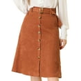 thumbnail image 2 of DARING DIVA Women's A-Line Button Front Belted Midi Skirts XS Caramel, 2 of 6