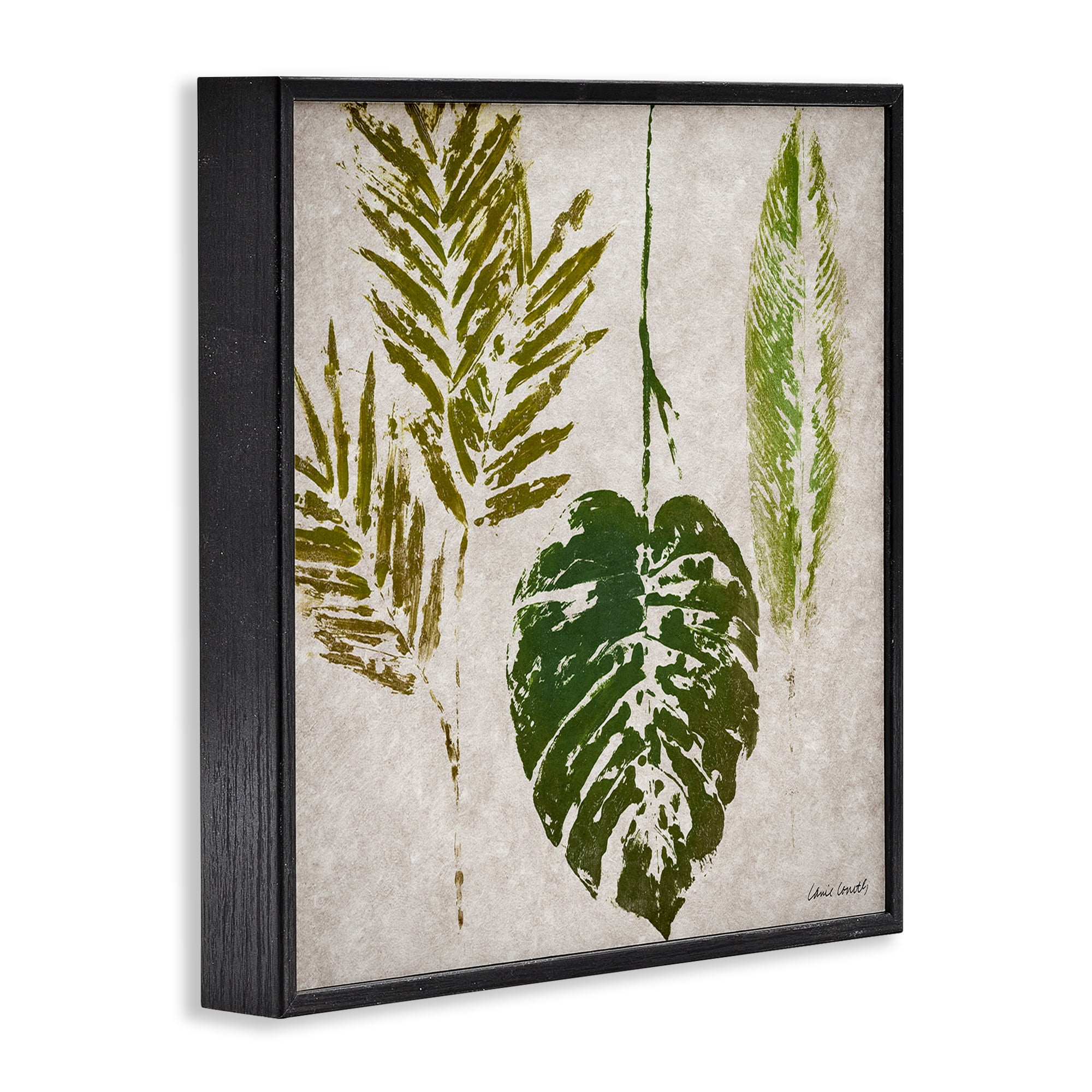 Stupell Industries Greenery Leaf Impressions Botanical & Floral Painting Black Framed Art Print Wall Art, 12 x 12
