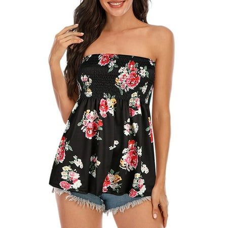 

Mackneog Best Bras for Women Women Summer Fashion Prints Strapless Bandeau Tank Casual Sleeveless Vacation Loose Holiday Chest Wrap Shirt Blouse Tanks Top PolyesterSpandex