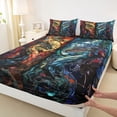thumbnail image 4 of Feelyou Yin Yang Dragon Bed Sheets for Boys, Boho Tribal Animal King Sheets, Red Blue, 4pcs, 4 of 5